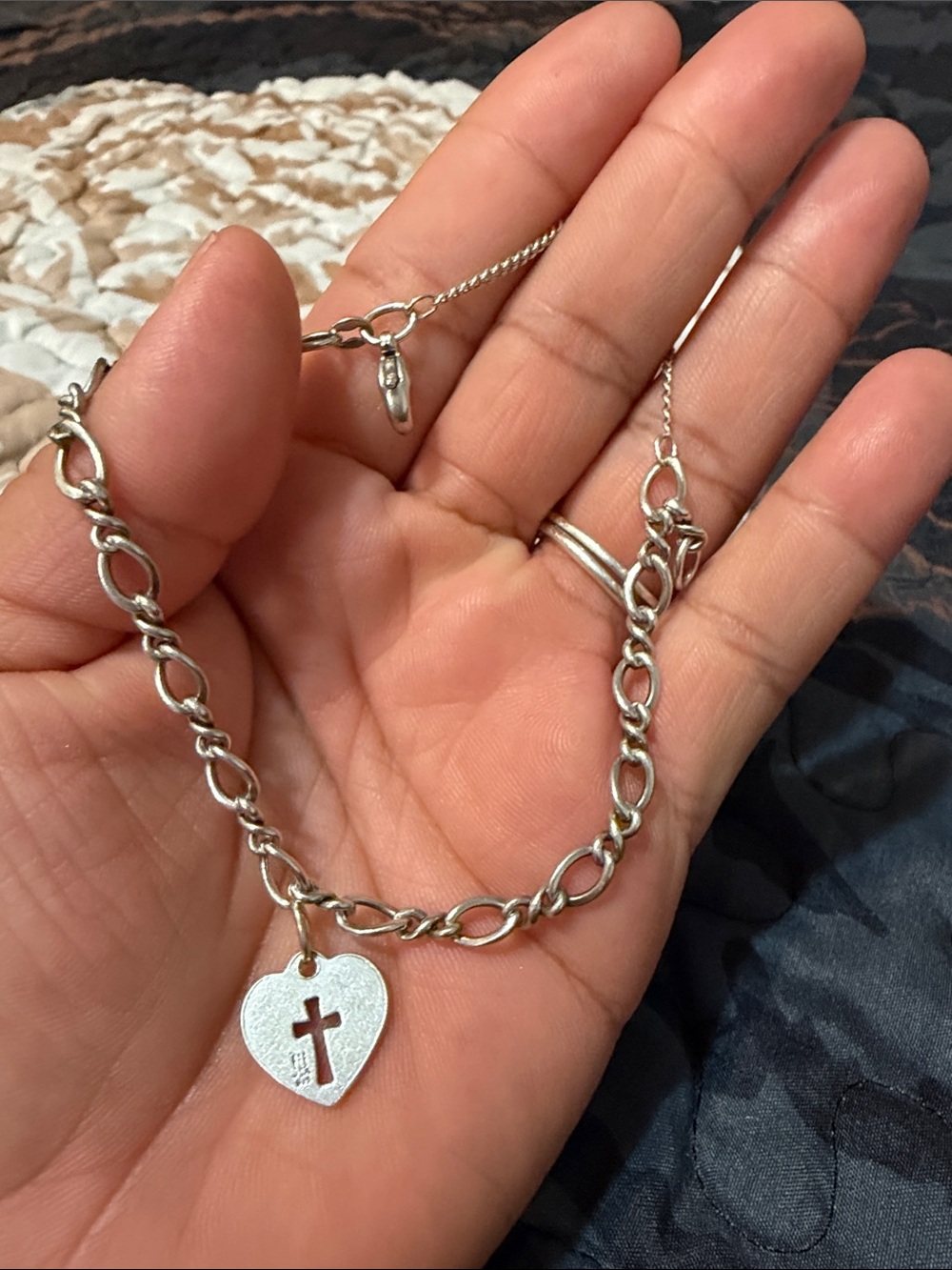 James Avery Sterling Silver Heart Pendant Necklace with Cross Cutout